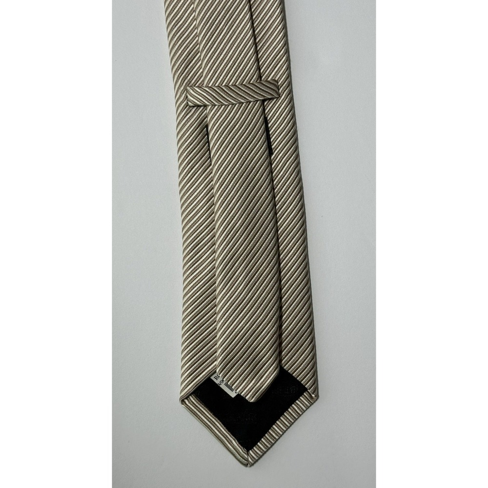 NWT ROBERT TALBOTT 100% Silk Tie Cream/Beige Striped - Made In USA - EUC - Picture 4 of 12
